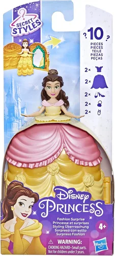 Miniatura 4 de Disney Princess Secret Styles Fashion Surprise Belle, juego de mini muñecas con ropa y accesorios adicionales, juguete para niñas de 4 años