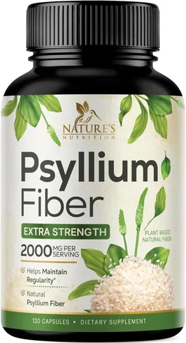 Miniatura 11 de Polvo de cáscara de psyllium de 2000 mg por porción, suplemento de fibra de psyllium extra fuerte, píldoras de fibra soluble natural, apoya
