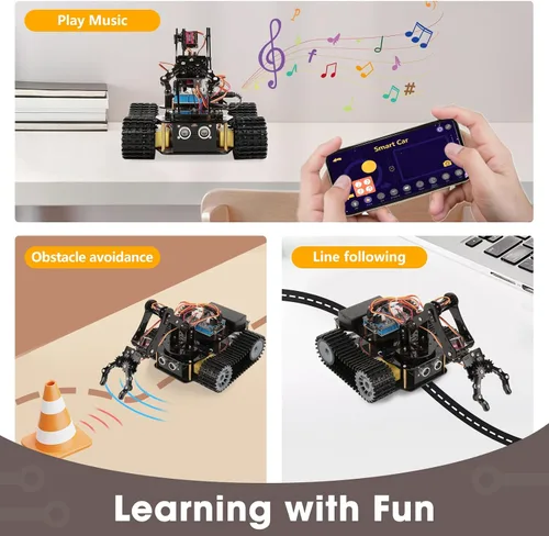 Miniatura 6 de Robótica para niños de 12 a 16 años, brazo robot inteligente ACEBOTT con 5DOF + auto tanque, kit de codificación de juguetes STEM compatible