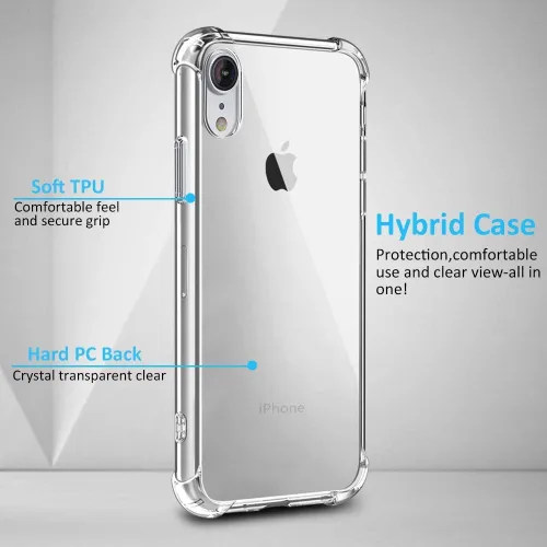 Miniatura 2 de Funda para teléfono compatible con iPhone XR, cubierta trasera dura transparente con 4 esquinas a prueba de golpes, funda transparente para iPhone