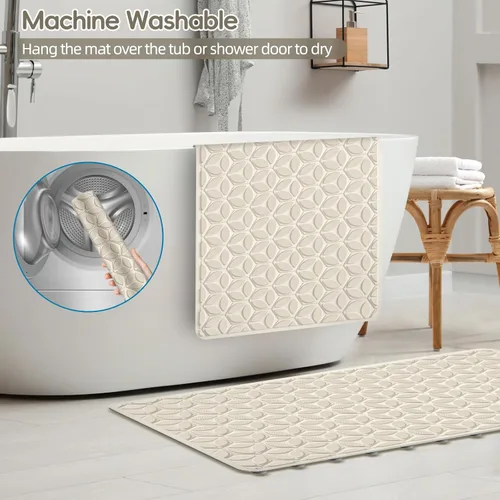 Miniatura 7 de Alfombrilla de Bañera Antideslizante con Ventosas - 100% Goma para Baño Texturizada para Seguridad en Bañera y Ducha - Suave al Tacto - Libre