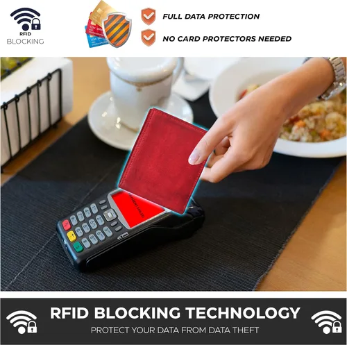Miniatura 4 de Carteras RFID delgadas para hombres - Cartera de bolsillo frontal de piel genuina