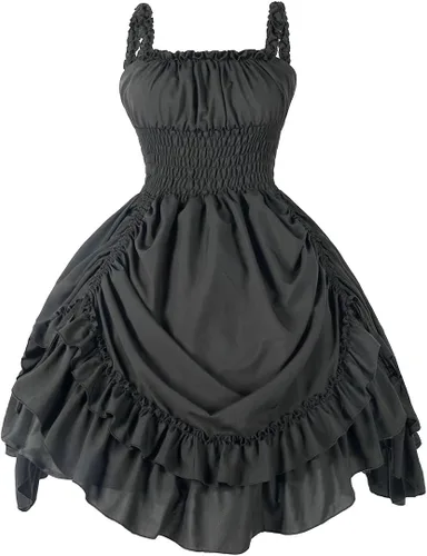 Miniatura 3 de ZZEQYG Vestido steampunk con volantes y cordón para mujer, vestidos renacentistas victorianos