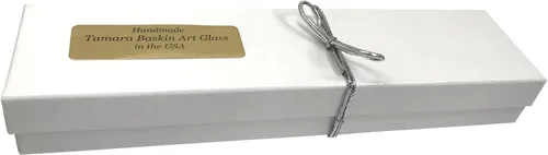 Miniatura 3 de Mezuza, fácil montaje, vidrio de arte sobre caja de metal, caja de regalo y desplazamiento no Kosher incluido* (tierra)