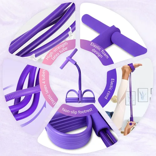Miniatura 3 de 21 Bandas de Resistencia para Fitness - 4 Tubo Pedal Tira de Tobillo, Bandas Elásticas Mejoradas para Ejercicio de Abdominales, Cuerda de Tensión