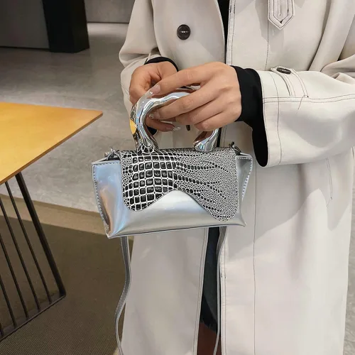 Miniatura 3 de Bolso pequeño de color plateado, bolsos cruzados, bolsos de noche Y2K, bolso de mano para mujer, bolsos de hombro, bolsa de mano para mujer 2023