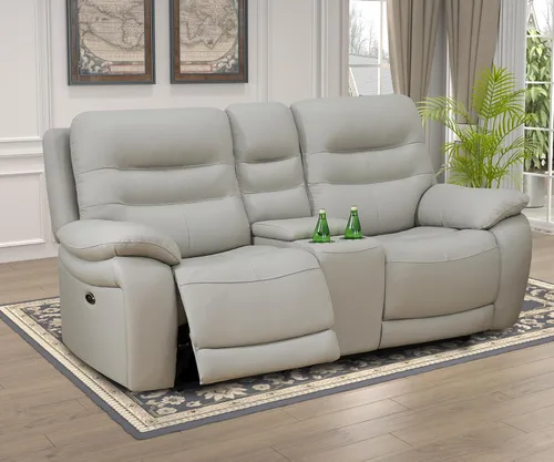 Miniatura 25 de Juego de 3 piezas para sala de estar, sofá reclinable eléctrico de cuero con puertos USB, iluminación LED y portavasos, asientos de cine en casa