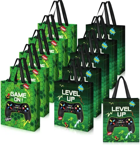 Miniatura 10 de Sweetude 30 piezas de bolsa de regalo para videojuegos con asa, suministros para fiestas de juegos reutilizables, bolsas de no golosinas de juego, 2