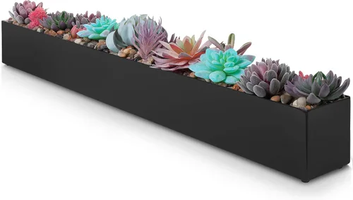 Miniatura 8 de Caja rectangular moderna de acero inoxidable para plantas
