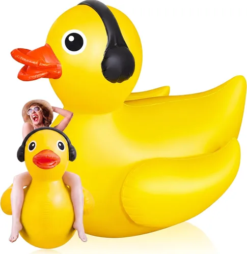 Miniatura 11 de Hungdao Pato inflable gigante de 5 pies, enorme pato de goma, flotador inflable de piscina para adultos, verano, playa, piscina, decoración de fiesta