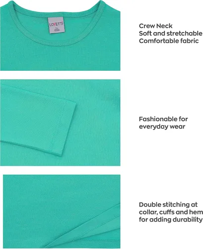 Miniatura 4 de Camisas básicas de manga larga para niñas, de algodón turco, cuello redondo, ropa de moda