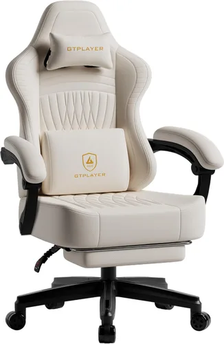 Miniatura 11 de GTPLAYER Silla de juegos grande y alta con reposapiés, sillas de videojuegos de asiento extra ancho para adultos - Respaldo alto ergonómico