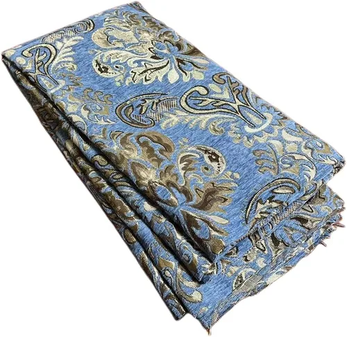 TinaKim Tela de Tapicería Floral, Jacquard Damasco de Chenilla, para Recubrir Sillas de Muebles y Sofás (Azul, 2 Yardas)