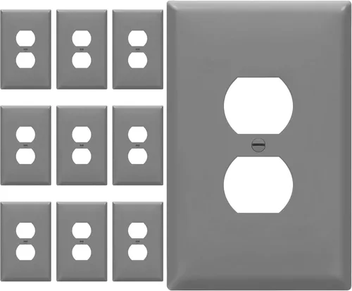Miniatura 46 de ENERLITES Placa de pared de salida de receptáculo dúplex de tamaño mediano, placas de cubiertas de toma de corriente, tamaño medio de 1 banda, 4.88