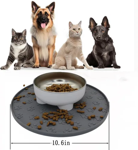 Miniatura 2 de Tapete de silicona para alimentos y agua, tapete de goma con borde elevado para cuencos de perro, evita que los alimentos y el agua manchen