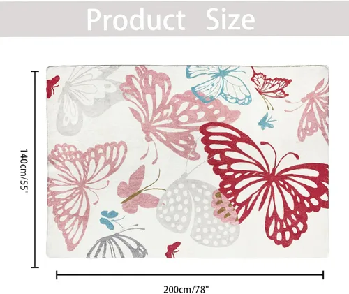 Miniatura 2 de USTIDE Butterflys Alfombra para Niños 5X7/55"x78" Alfombra de Área Lavable a Máquina para Dormitorio de Niñas Alfombra Suave para Sala de Estar Sala