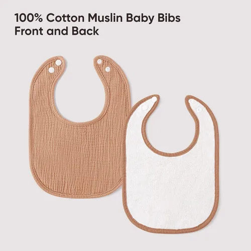 Miniatura 5 de Bearmoss Baberos para babeo y dentición, baberos de muselina 100% algodón para bebé niño y niña, ajustables, ultra absorbentes, paquete de 8 Coco