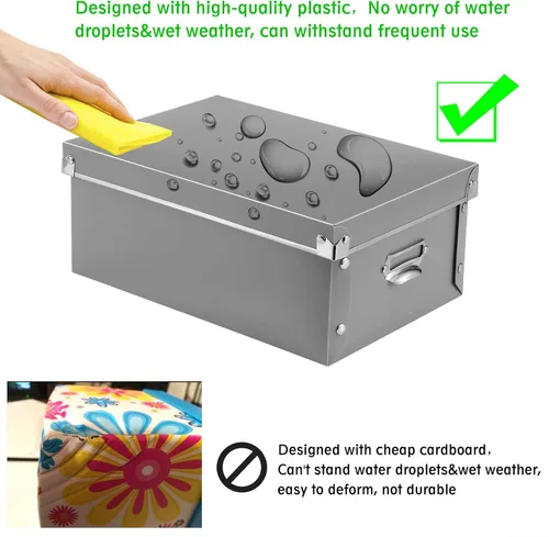 Miniatura 5 de SEEKIND Caja de almacenamiento, contenedores de almacenamiento decorativos con tapa, juego 3 en 1, plástico, con asas, cierre a presión, a prueba