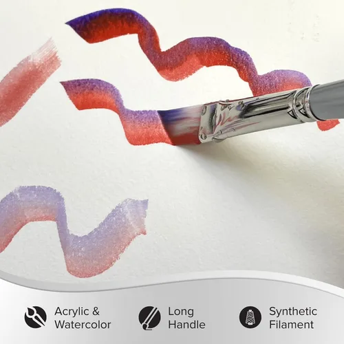 Miniatura 3 de Silver Brush 1506-1 Silverwhite - Cepillo Taklon blanco de mango largo, angular, 1 pulgada