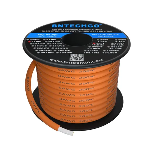 Miniatura 8 de Bntechgo 8 alambres de silicona suave y flexible, silicona resistente a altas temperaturas, altamente eficiente 8 AWG calibre, 1650 hilos de alambre