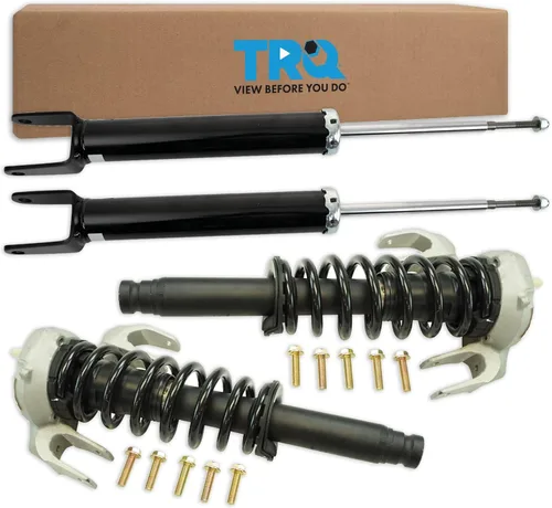 TRQ Conjunto completo de puntal delantero y trasero y kit de amortiguador, conjunto completo de puntal y resorte helicoidal compatible con Cadillac
