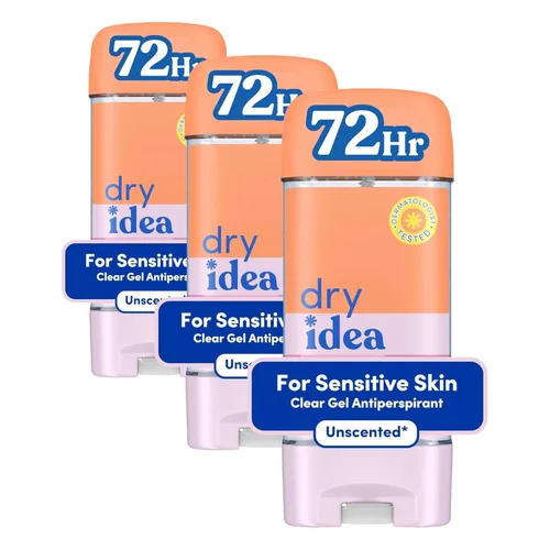Dry Idea Desodorante en gel y antitranspirante | Protección de 72 horas | Sin perfume | Hipoalergénico | Paquete de 3