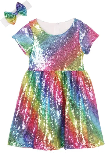 Cilucu Vestido de niña de flores, vestido de lentejuelas para bebés, vestido de fiesta para niños, vestido de dama de honor