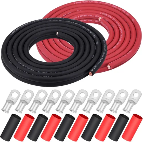 Miniatura 13 de Cable de Soldadura Calibre 1/0, iGreely 1/0 AWG Cables de Soldadura de Batería de Cobre Puro para Generador Solar Automático, 5 piezas de 5/16" y 5