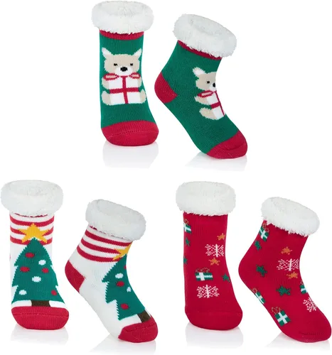 Zando Calcetines peludos de Navidad para niños y niñas, calcetines térmicos gruesos, suaves y esponjosos, calcetines acogedores para niños pequeños