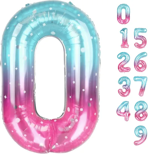 Miniatura 306 de Globos de números de 5 globos de 40 pulgadas, decoraciones de cumpleaños azules para niños y niñas, globos de números azul marino grandes
