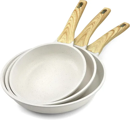 Miniatura 19 de GiPP Sartén antiadherente de cerámica - sartén de 10 pulgadas saludable, antiadherente, no tóxica, compatible con inducción, sartén de tortilla, Gris