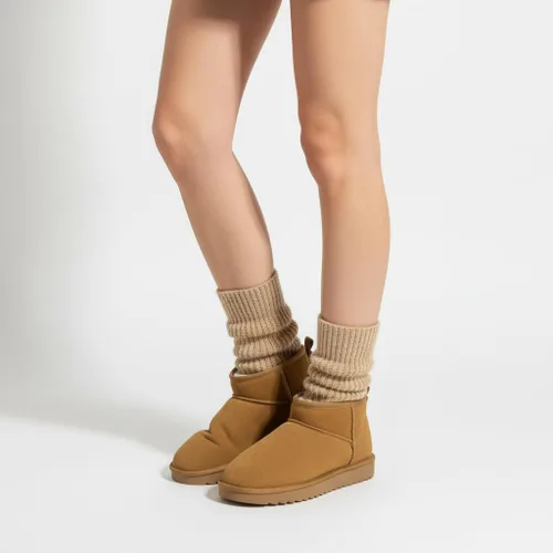Miniatura 30 de CUSHIONAIRE, Hip 2 - Botas de nieve de gamuza auténtica para mujer, sin cordones, con cómodo forro de piel de oveja sintética + espuma viscoelástica