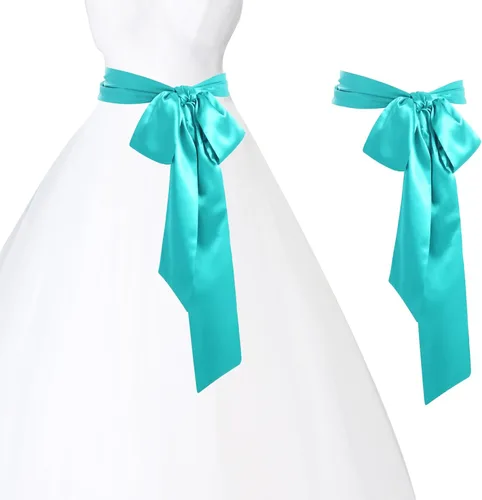 Miniatura 15 de obmwang Cinturón de satén de boda para ocasiones especiales, faja nupcial de 4 pulgadas de ancho, doble cara