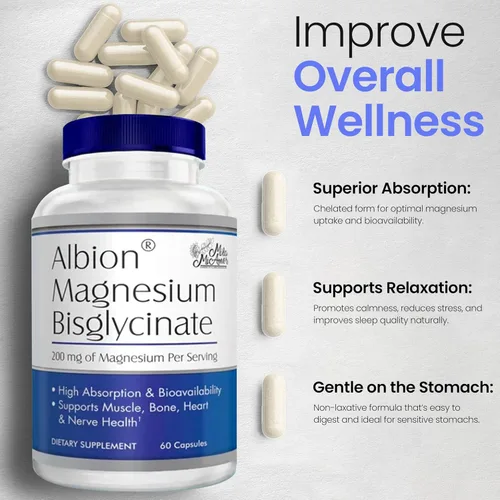 Miniatura 5 de MilaMiAmor Albion® Bisglicinato de Magnesio – Magnesio Quelatado altamente absorbible para músculos, nervios, relajación y apoyo al sueño – Suave