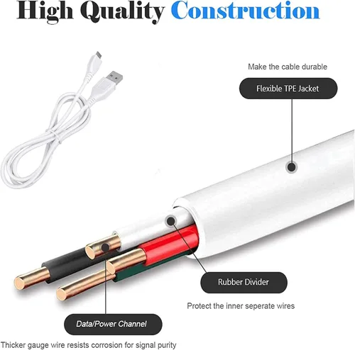 Miniatura 2 de Digipartspower Cable de alimentación micro USB blanco de 3.3 pies para altavoz de ducha Pokanic C6