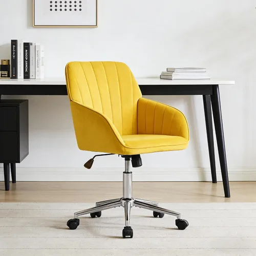 Miniatura 21 de Sillas de escritorio de oficina en casa, cómoda silla de computadora de terciopelo con asiento de respaldo, 300 libras de altura ajustable silla