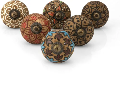 Miniatura 16 de Tiradores y pomos dorados para cajones, varios pomos de puerta antiguos para armarios de cocina, decoración bohemia de granja, juego de 6