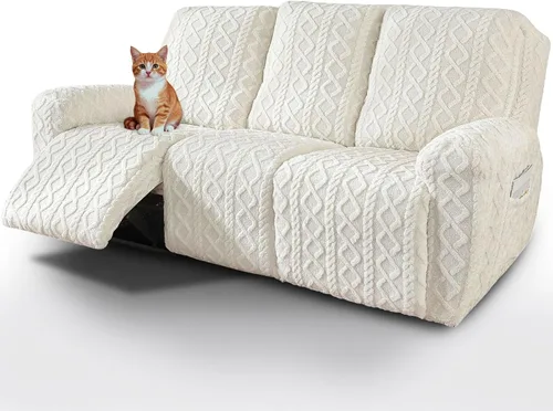 Miniatura 13 de vctops Verde Navideño 4 Piezas Fundas para Sillón Reclinable de Felpa Jacquard Geométrica Suaves Peludas Mullidas Funda para Sofá y Sillón