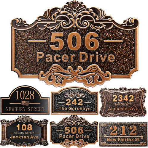 Miniatura 28 de Placa personalizada de dirección de casa de 12 pulgadas, números fundidos para exteriores, placa de señal de dirección personalizada con nombre