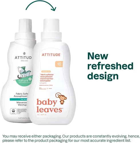Miniatura 2 de ATTITUDE Suavizante para telas de bebé, ingredientes a base de plantas y minerales, compatible con lavadoras de alta eficiencia (HE), productos