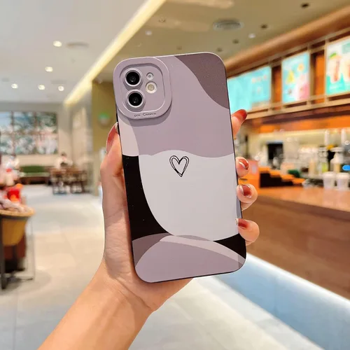 Miniatura 2 de Funda para teléfono compatible con iPhone 15 Plus de 6.7 pulgadas, bonito patrón de corazón pintado con diseño de corazón, protector completo
