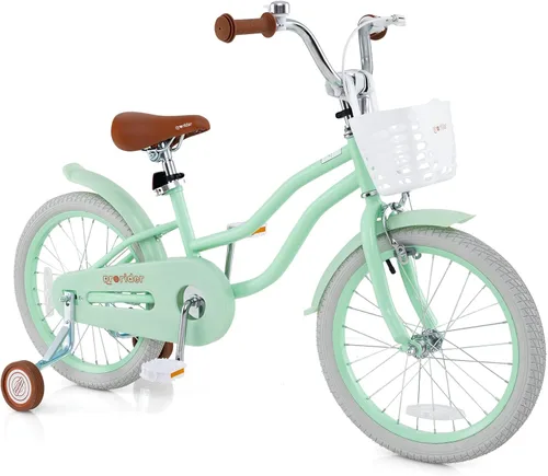 Miniatura 30 de BABY JOY Kids Bike, 12 14 16 18 20 Inch Boys Girls Bike w/Adjustable Seat, Removable Basket, Handbrake & Coaster Brake, Training Wheels or Turquesa