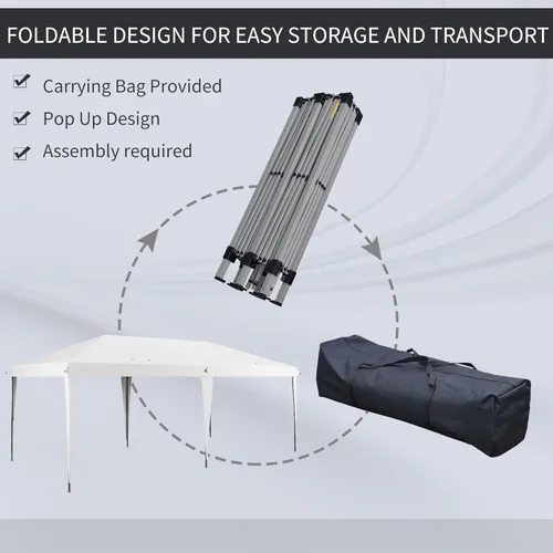 Miniatura 3 de Toldo Outsunny de fácil armado, blanco, de 3 x 6 metros