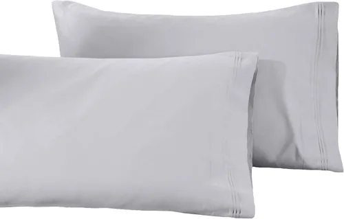 Miniatura 13 de Juego de fundas de almohada tamaño grande de algodón egipcio, de 1500 hilos, de color liso., Negro, Estándar