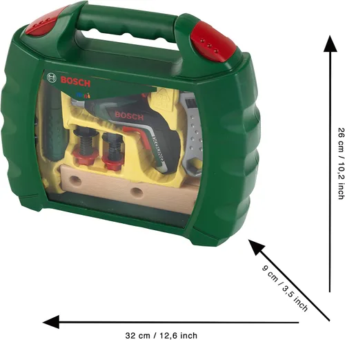 Miniatura 5 de Klein Theo 8394 Bosch Ixolino Case I con martillo, llave inglesa y mucho más I Destornillador inalámbrico Ixolino a batería I Juguete para niños