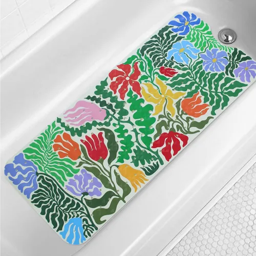 Miniatura 21 de Tapete de baño turquesa antideslizante de 40 x 16 pulgadas, extra largo, antideslizante, para bañera, tapete moderno de arte abstracto, tapete