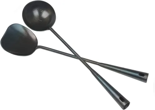 Miniatura 6 de ZhenSanHuan Utensilio de Wok Tradicional Chino Hecho a Mano de Hierro, Utensilio de Wok Largo (Espátula, 32CM/12.6'')