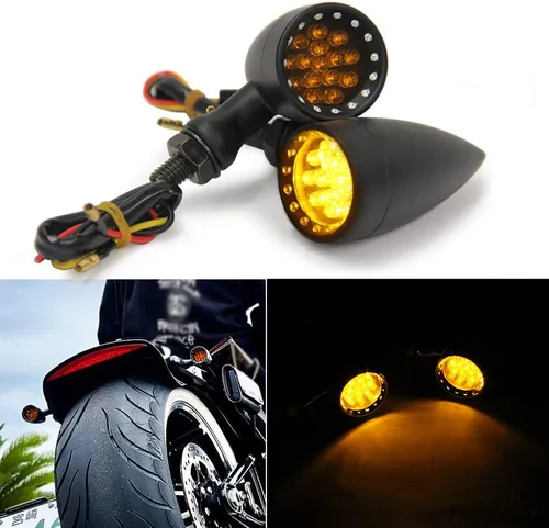 Miniatura 7 de Dreamizer Señales de giro de motocicleta en forma de bala con luces LED, lámpara indicadora de aleación de aluminio para Cafe Racer Bobber Shadow