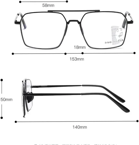 Miniatura 4 de Gafas de lectura para exteriores 2.0, lentes de sol fotocromáticas progresivas multifocal, lector de computadora, lentes de marco de metal negro