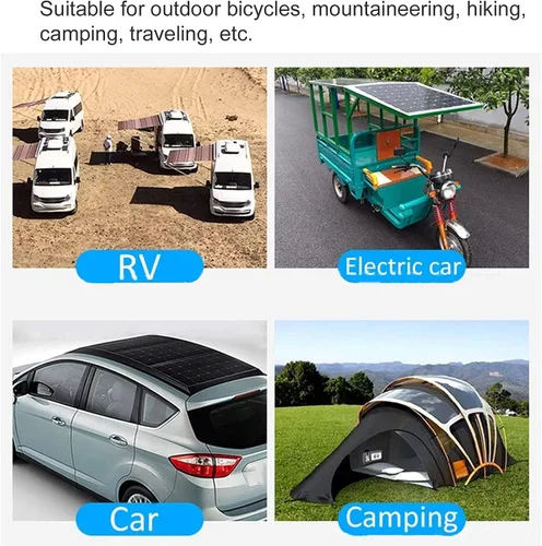 Miniatura 2 de Kit de panel solar de 40 W 18 V, doble puerto USB monocristalino de silicio flexible con controlador de carga solar de 60 A para ciclismo
